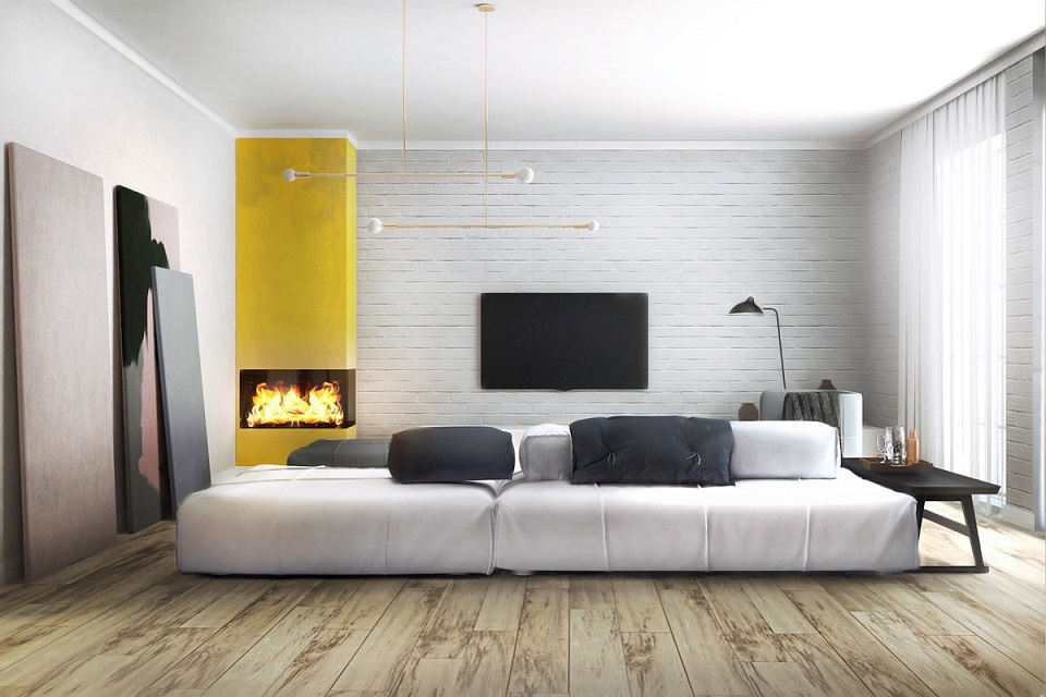 سایت پویانو - طراحی داخلی اتاق نشیمن با سبک نورپردازی مختلف