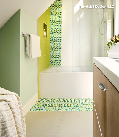 سایت پویانو-دکوراسیون داخلی بهاری با رنگ سبز در حمام