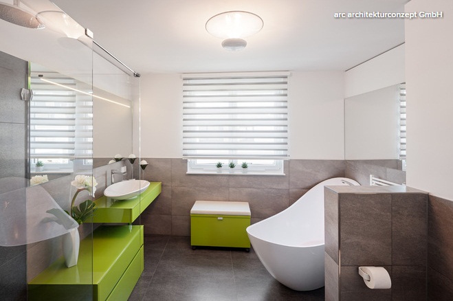 سایت پویانو-دکوراسیون داخلی بهاری با رنگ سبز در حمام