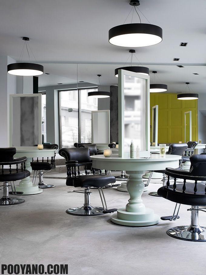 طراحی سالن آرایش با میز گرد اشتراکی