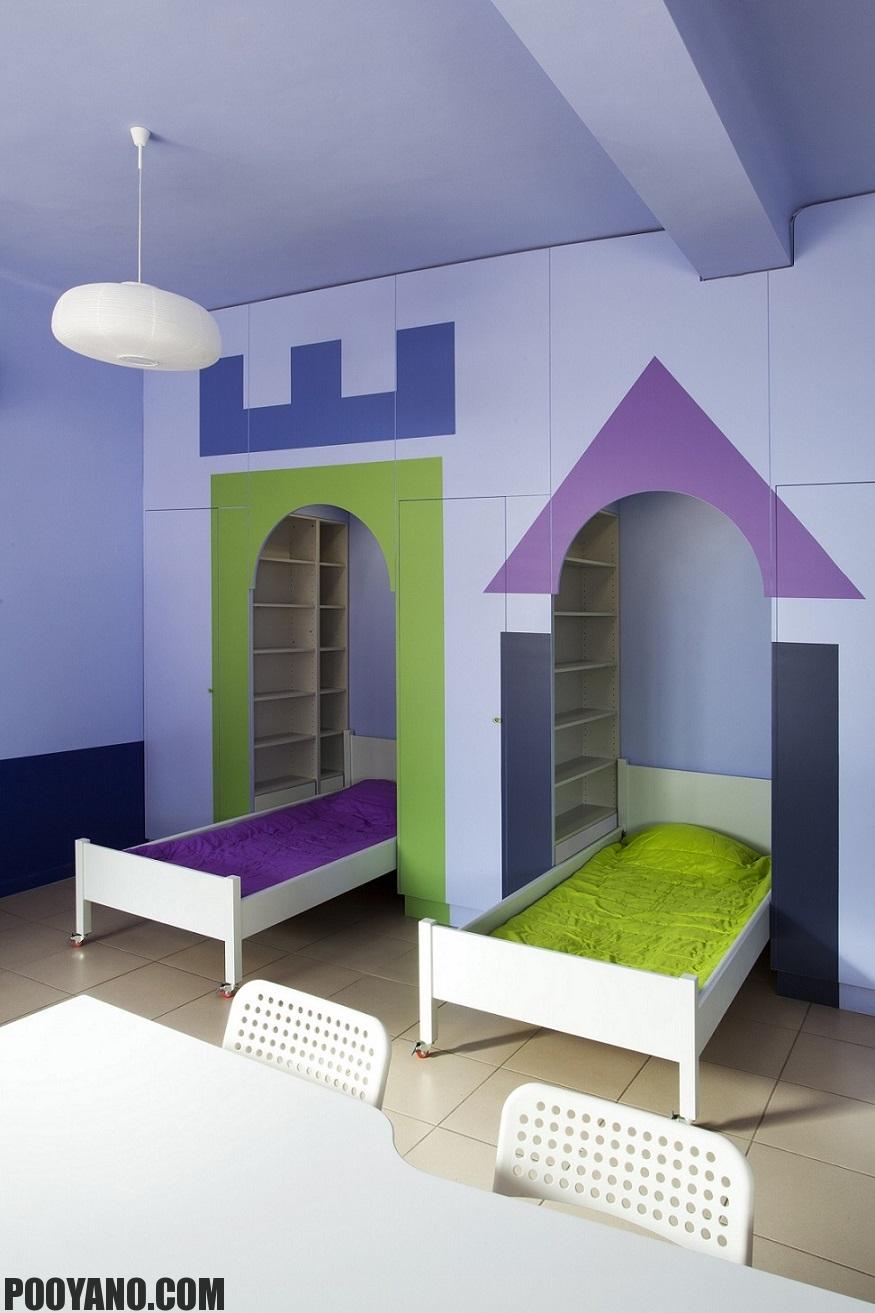 طراحی داخلی یک خوابگاه برای مرکز توانبخشی کودکان