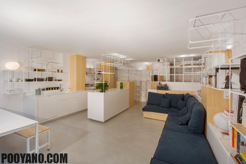 طراحی داخلی یک آپارتمان پاریسی با قاب های چند عملردی