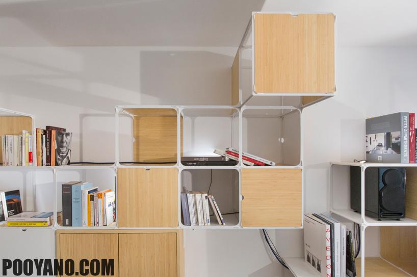 طراحی داخلی یک آپارتمان پاریسی با قاب های چند عملکردی