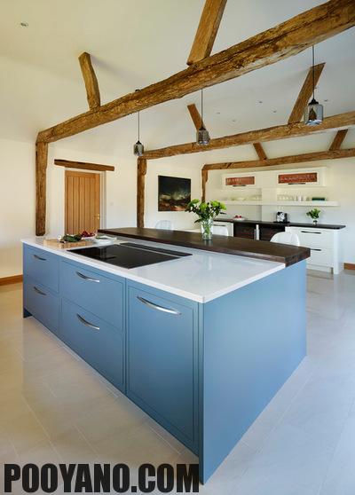 جزیره آشپزخانه , 10 نمونه زیبای طراحی داخلی آبی رنگ