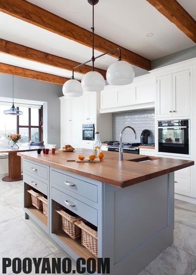 جزیره آشپزخانه , 10 نمونه زیبای طراحی داخلی آبی رنگ