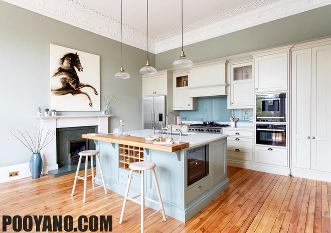 جزیره آشپزخانه , 10 نمونه زیبای کابینت آشپزخانه آبی رنگ