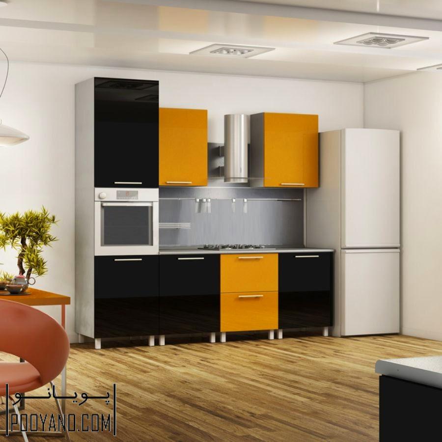 ایده‌هایی خلاقانه برای آشپزخانه های کوچک-ترکیب رنگ مشکی و زرد