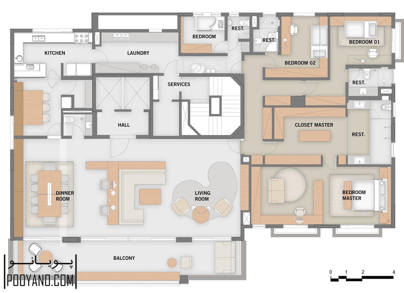 طراحی آپارتمان باغ اروپایی ؛ مهندسین معمار پرکینز و ویل
