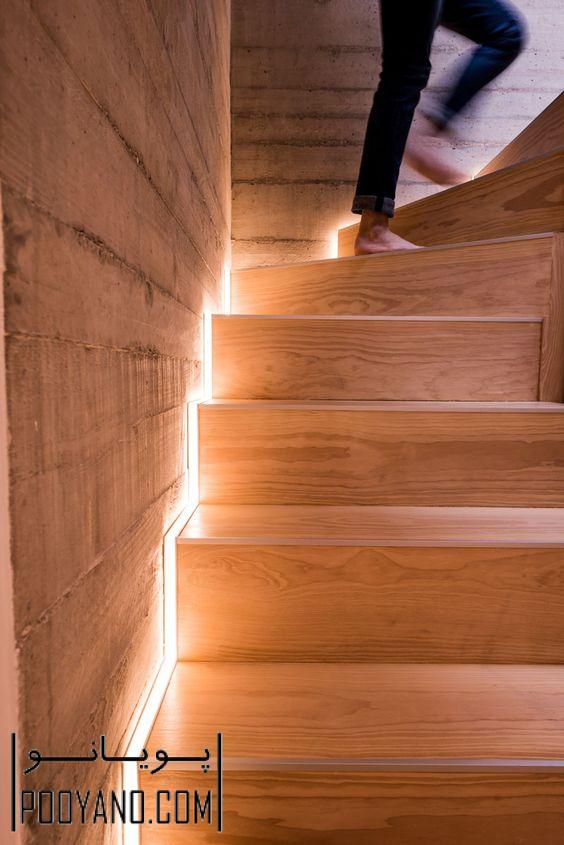 نورپردازی مخفی یا طراحی نور مخفی خطی راه پله 