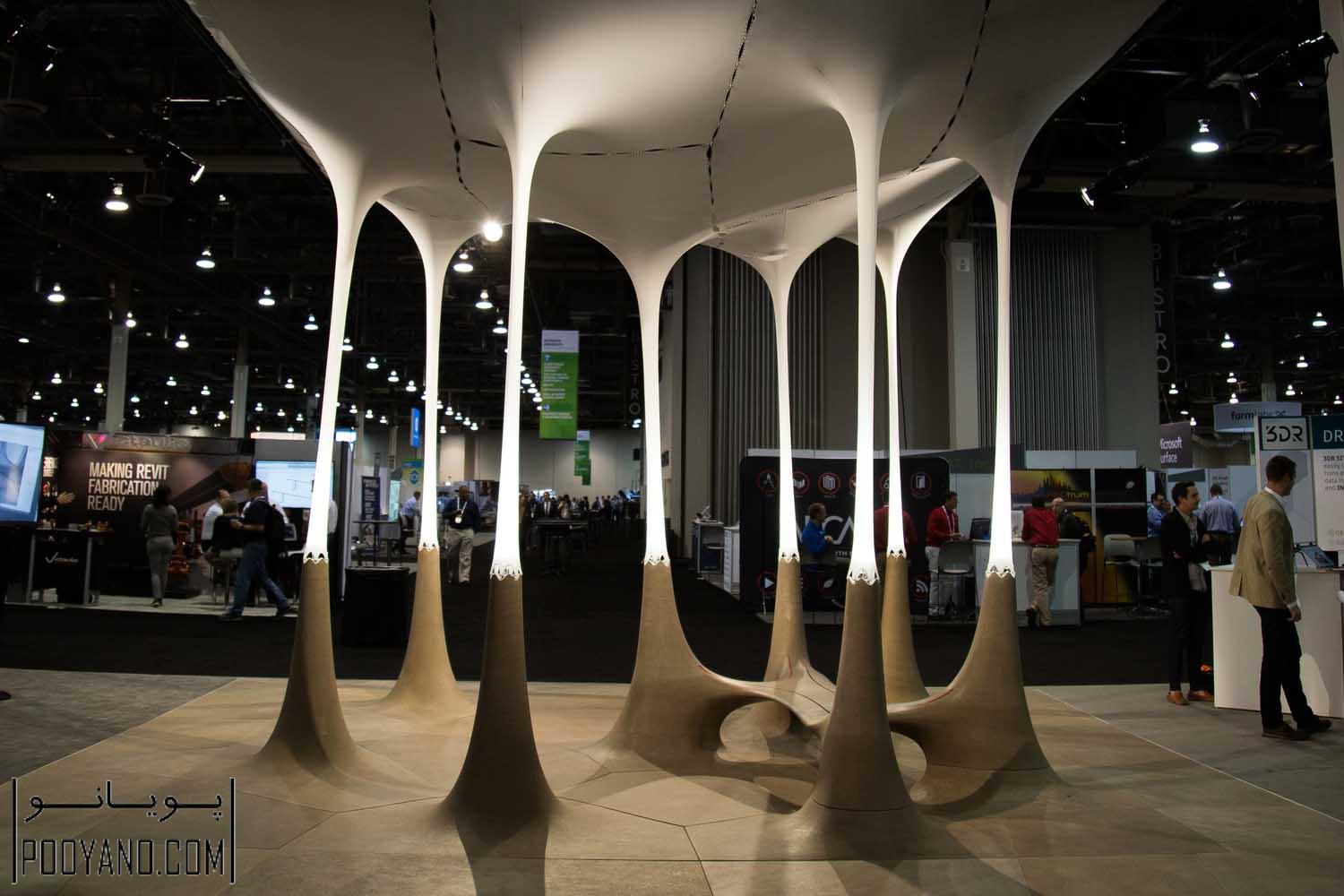 پاویون طرح تولیدی شرکت معماری اتودسک با فرآیند نحوه ساخت و ویژگی‌هایش با سنگ و پارچه