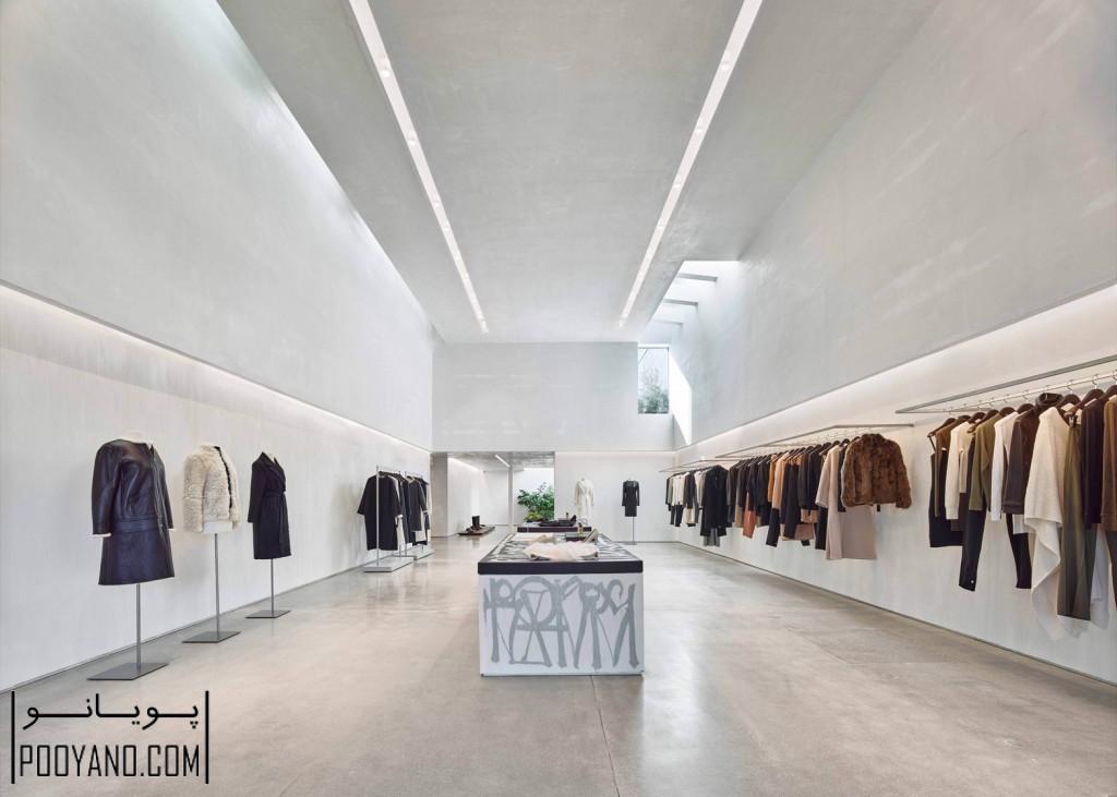 طراحی سالن لباس مینیمال در هالیوود اثر Standard Architecture برای Helmut Lang