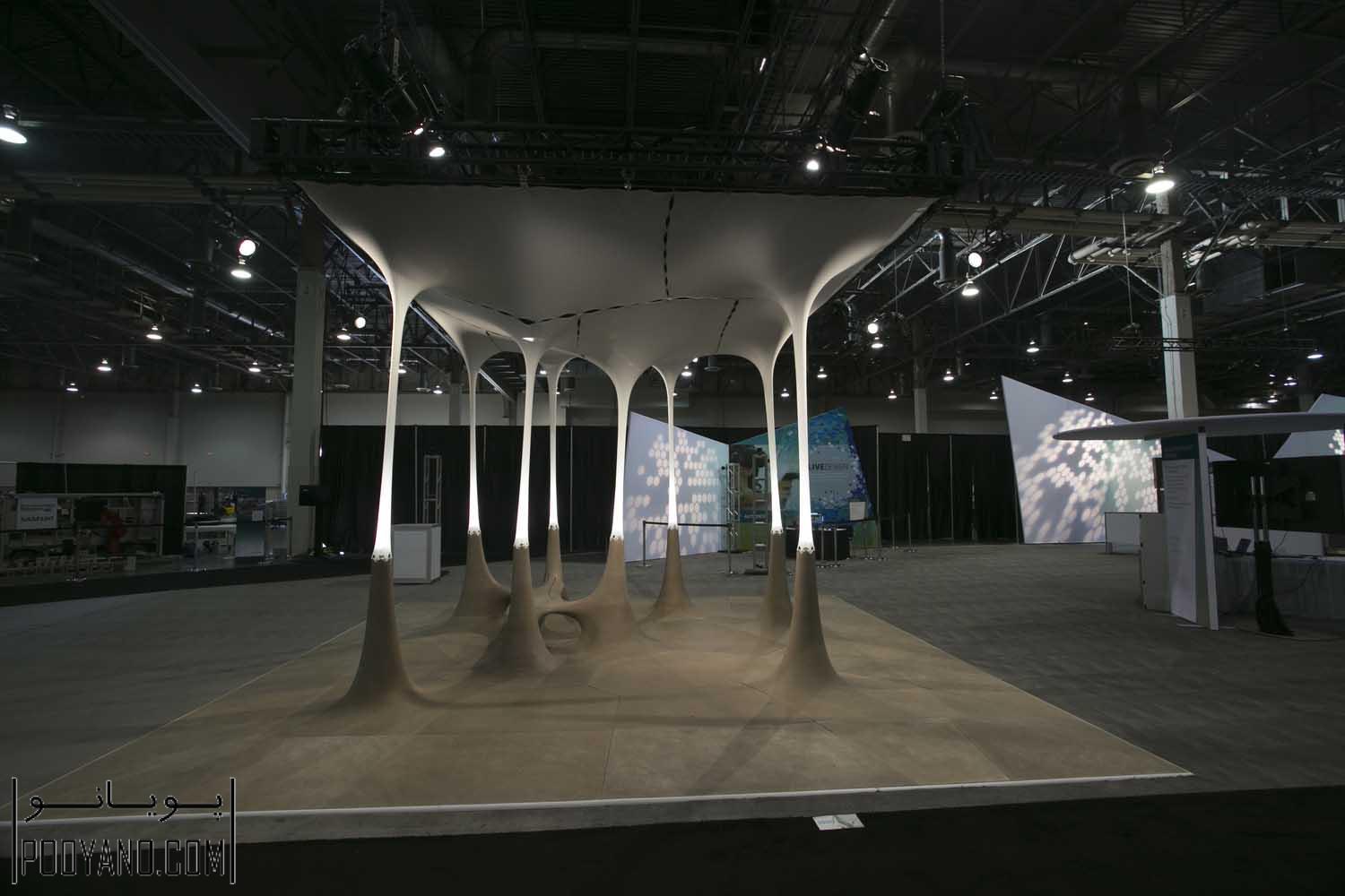 02 Autodesk's Generative Design Pavilion Plays with Properties and Fabrication Processes in Stone and Fabric