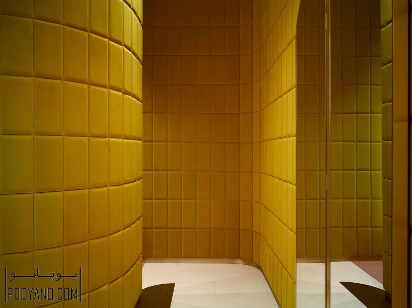 رنگ صورتی و زرد مخملی برای طراحی مغازه RED Valentino در لندن دیزاینر India Mahdavi