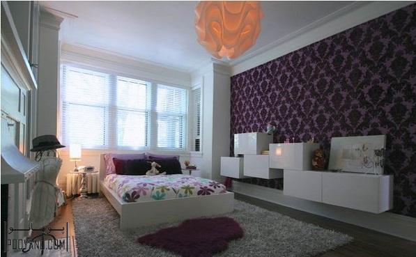 طراحی اتاق خواب با رنگ بنفش