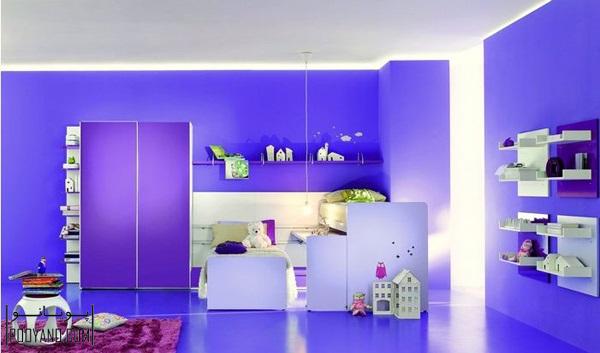 اتاق خواب با رنگ بنفش