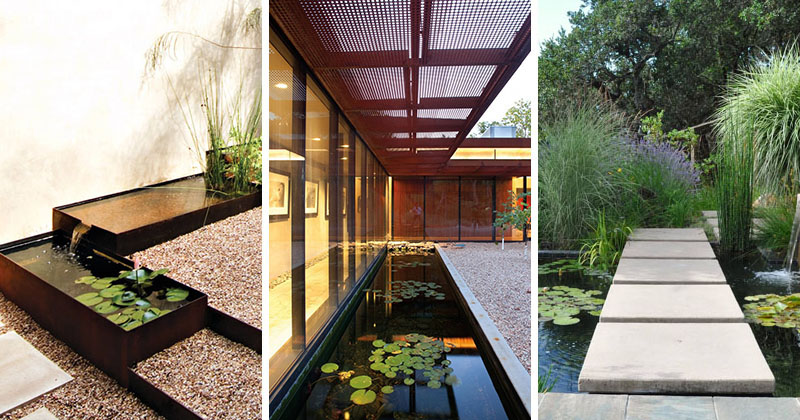 ایده محوطه سازی برای حوض آب و آبنما حیاط و باغ های آبی