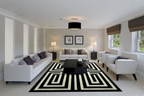 فرش با طرح و الگو هندسی برای سالن پذیرایی ؛ انواع قالیچه در طرح های هندسی