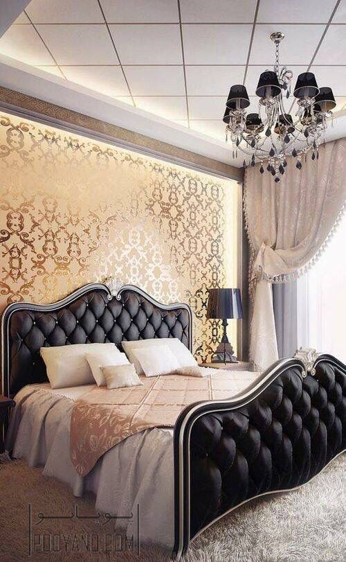 مدل کاغذدیواری طلایی اتاق خواب