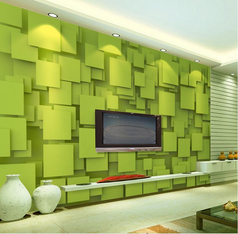 کاغذ دیواری سه بعدی سبز مغز پسته ای برای دیوار پشت تلویزیون