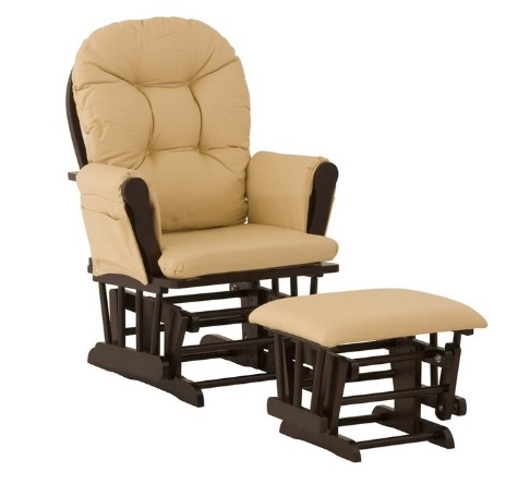 صندلی گلایدر چرمی با زیرپایی کرم Stork