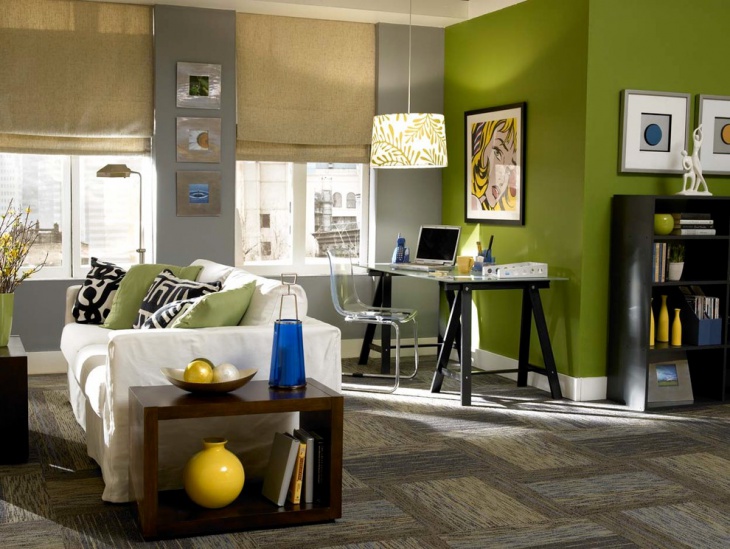 در آشپزخانه، رنگ سبز فضا را آرامش بخش تر می‌کند. در اتاق پذیرایی یا نشیمن نیز حس آرام