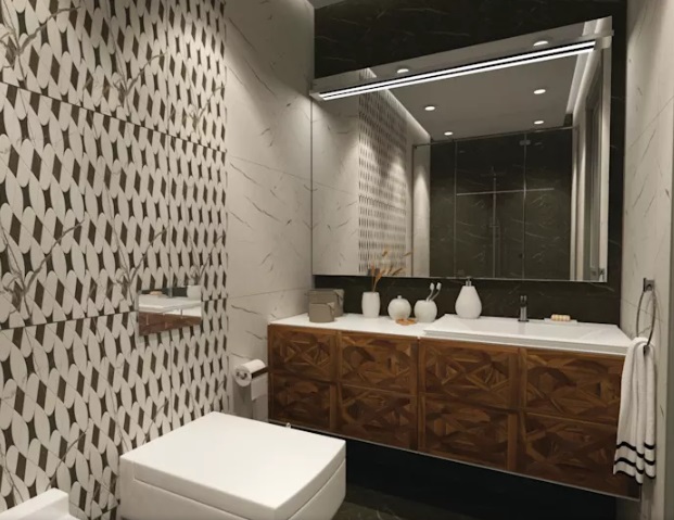 از آینه های بزرگ در سرویس بهداشتی باریک استفاده کنید