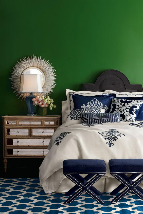 ترکیب رنگ های مختلف با رنگ سبز در اتاق خواب