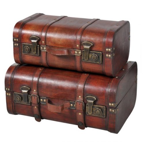 ست دو عددی صندوقچه چوبی طرح چمدان مدل VIDAXL