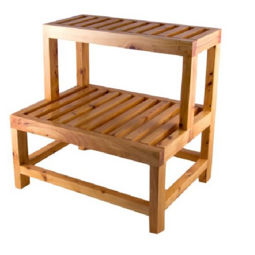 چهارپایه زیرپایی دو پله چوبی مدل DOUBLE WOODEN