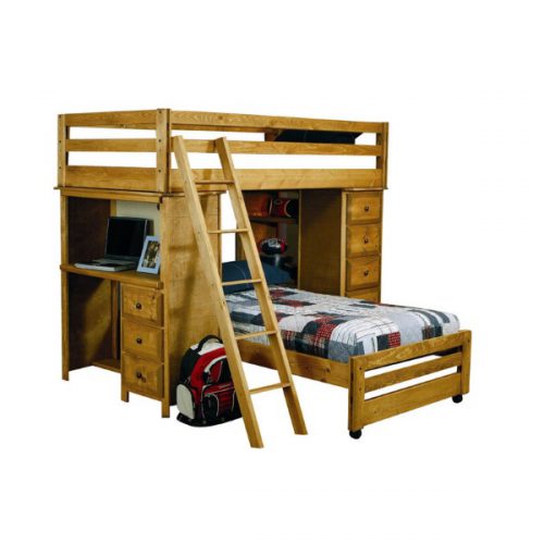 تخت خواب پایه بلند چند منظوره دو طبقه کودک کمجا مدل WRANGLE
