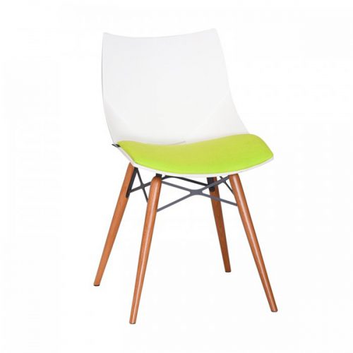 صندلی مدرن رستورانی پایه چوبی نظری مدل شل تشک دار